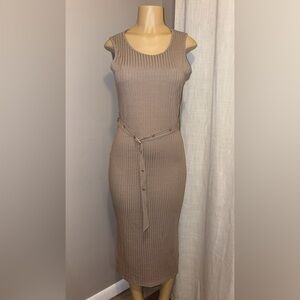Sleeveless Ribbed Dress with Belt